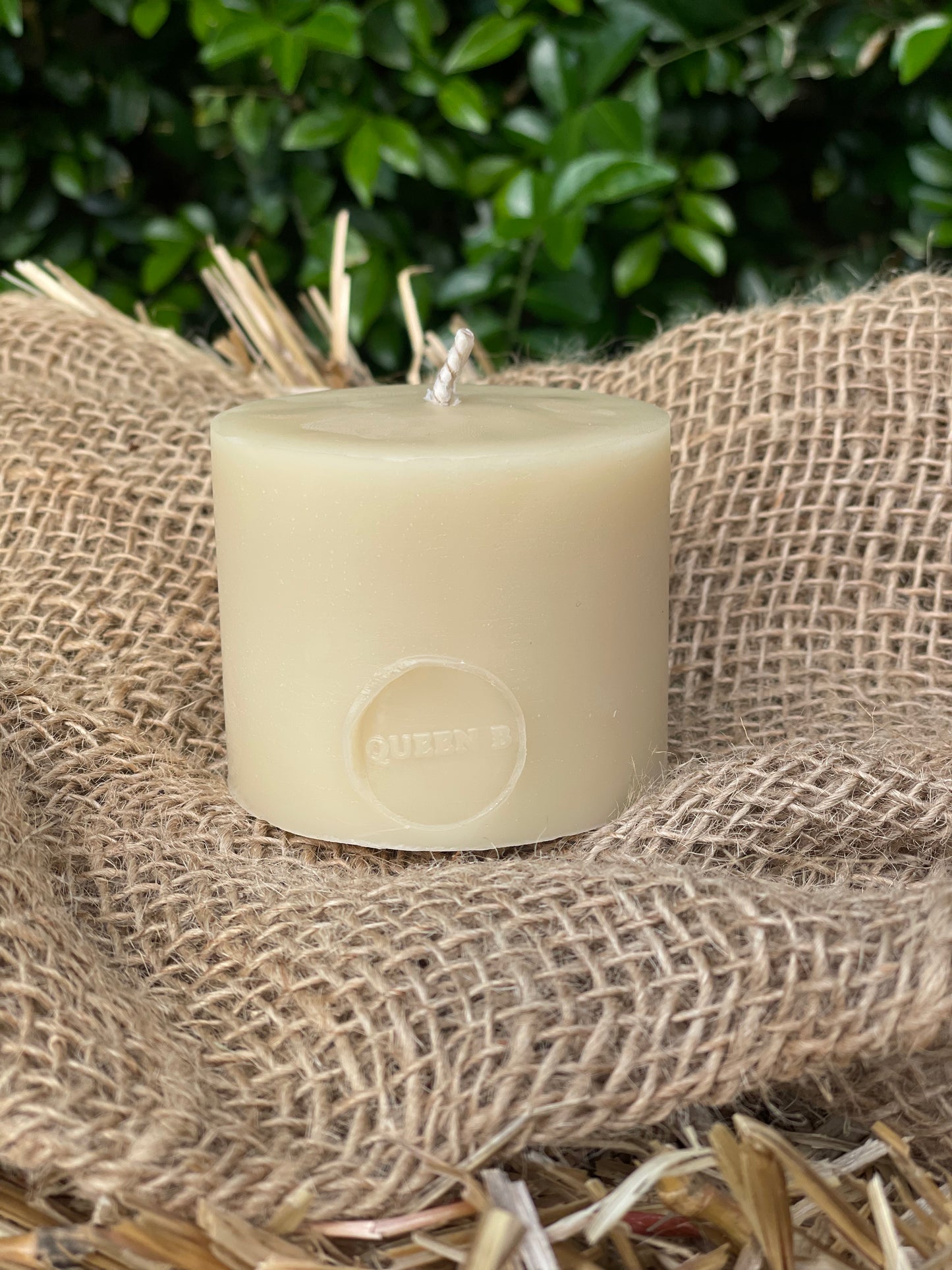Queen B Squat Pillar Bee's Wax Candle