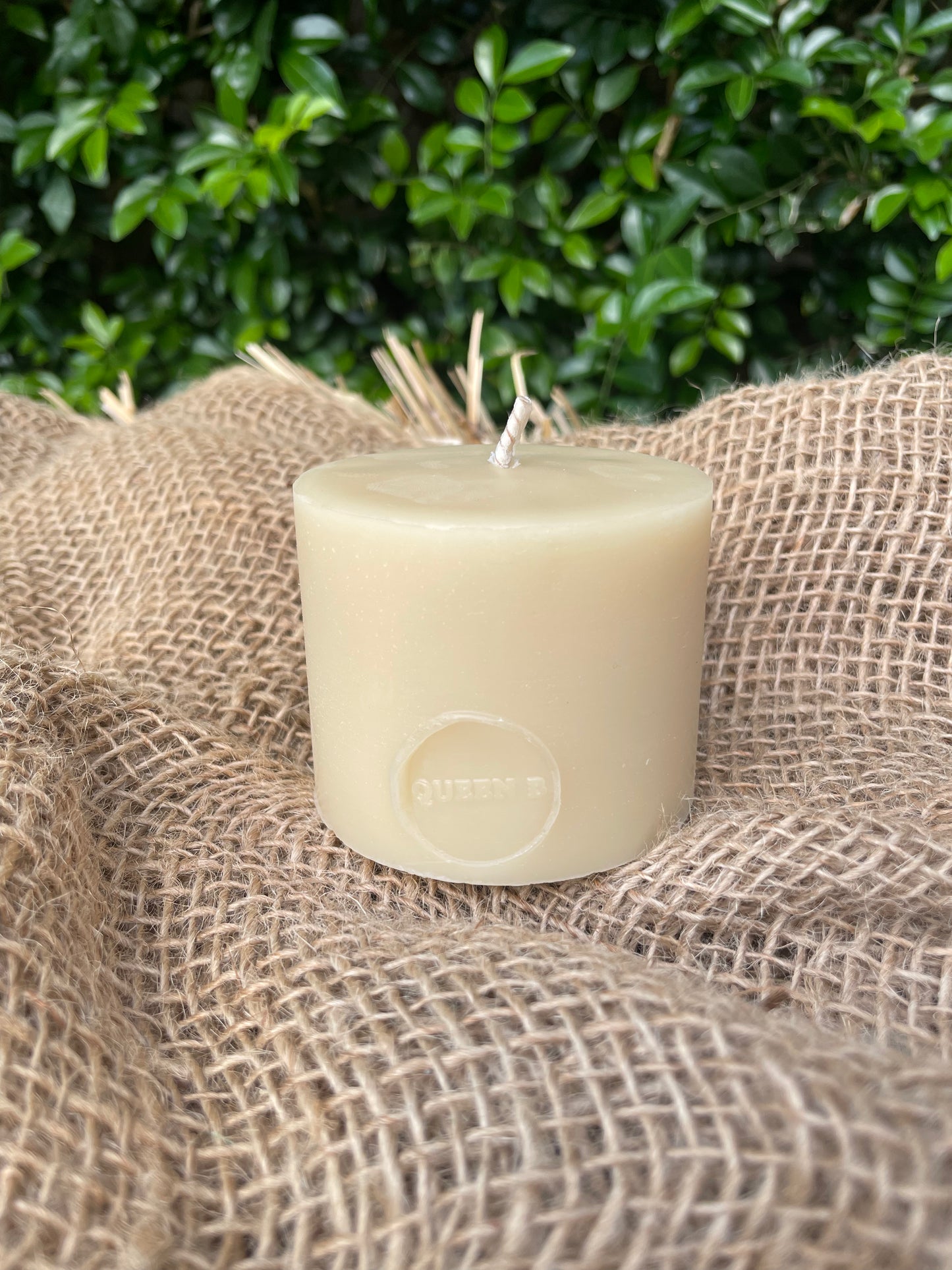 Queen B Squat Pillar Bee's Wax Candle